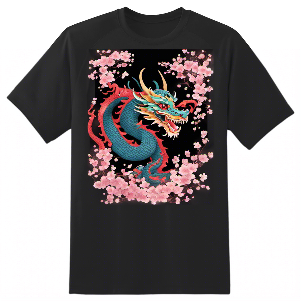 👕 Antique Dragon Cherry Blossom Dance