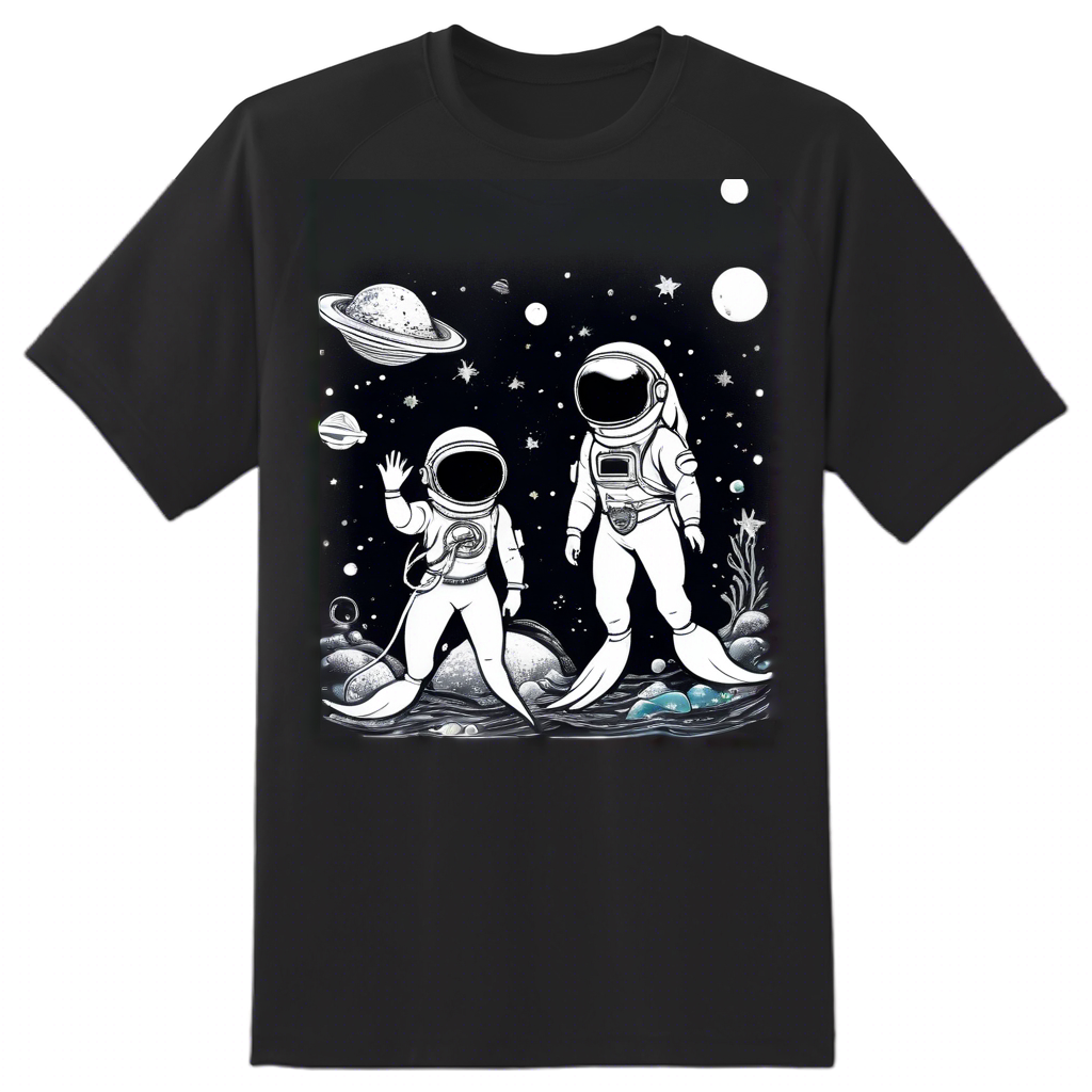 👕 Cosmic Mermaid and Astronaut Duo